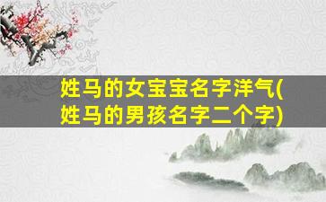 姓马的女宝宝名字洋气(姓马的男孩名字二个字)