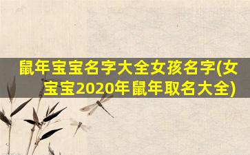 鼠年宝宝名字大全女孩名字(女宝宝2020年鼠年取名大全)