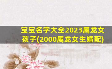 宝宝名字大全2023属龙女孩子(2000属龙女生婚配)