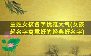 童姓女孩名字优雅大气(女孩起名字寓意好的经典好名字)