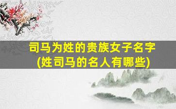 司马为姓的贵族女子名字(姓司马的名人有哪些)