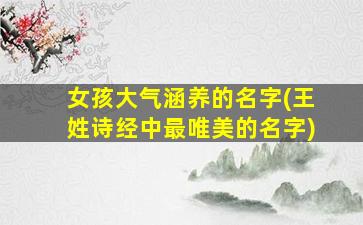女孩大气涵养的名字(王姓诗经中最唯美的名字)