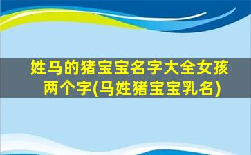 姓马的猪宝宝名字大全女孩两个字(马姓猪宝宝乳名)