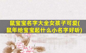 鼠宝宝名字大全女孩子可爱(鼠年给宝宝起什么小名字好听)