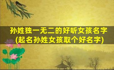 孙姓独一无二的好听女孩名字(起名孙姓女孩取个好名字)