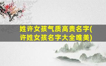 姓许女孩气质高贵名字(许姓女孩名字大全唯美)