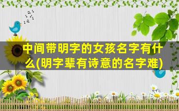 中间带明字的女孩名字有什么(明字辈有诗意的名字难)