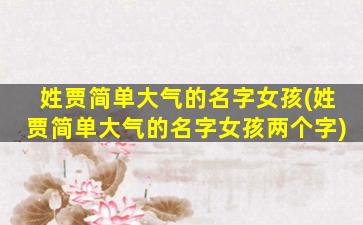 姓贾简单大气的名字女孩(姓贾简单大气的名字女孩两个字)