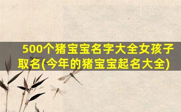 500个猪宝宝名字大全女孩子取名(今年的猪宝宝起名大全)
