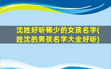沈姓好听稀少的女孩名字(姓沈的男孩名字大全好听)