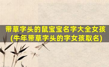 带草字头的鼠宝宝名字大全女孩(牛年带草字头的字女孩取名)